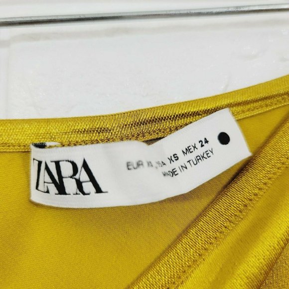 Zara XS Silk Stain A-Line Maxi Skirt Elastic Waist - Picture 7 of 9